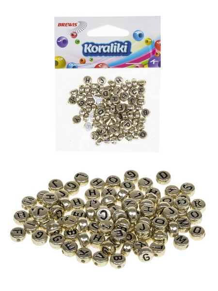 Koraliki alfabet złote KL7 Brewis